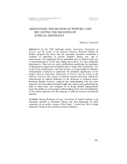 Abstention, Separation of Powers, and Recasting the Meaning of