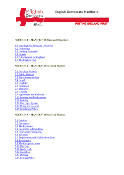 Manifesto - English Democrats