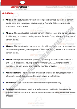 GLOSSARY: Alkane: The saturated hydrocarbon compound formed