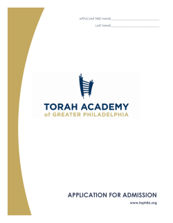 Admission Form - Torah Academy of Greater Philadelphia