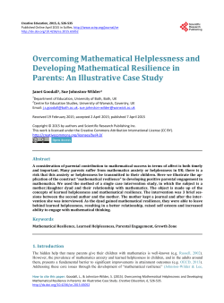 Overcoming Mathematical Helplessness and Developing