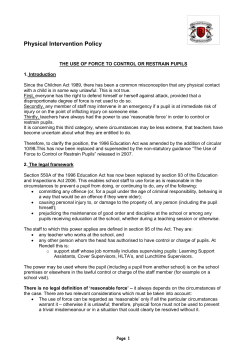Pupil Restraint Policy - Rendell Primary School