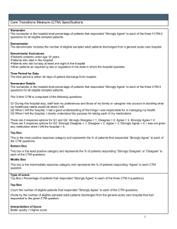 Care Transitions Measure (CTM) Specifications
