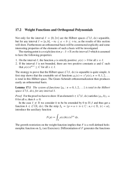 17.2 Weight Functions and Orthogonal Polynomials
