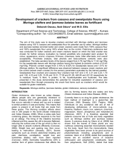 Development of crackers from cassava and sweetpotato flours using