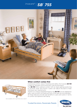 Invacare SB755 Community Bed Sales Literature