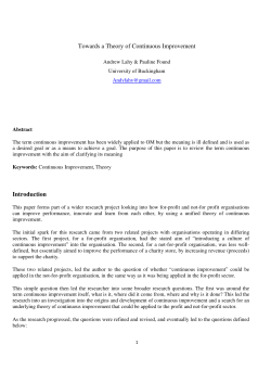 Towards a Theory of Continuous Improvement Introduction