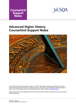 Advanced Higher History Course/Unit Support Notes
