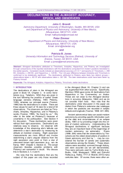 declinations in the almagest: accuracy, epoch, and observers