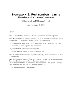 Homework 3: Real numbers. Limits
