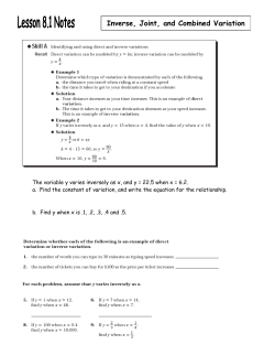 Inverse, Joint, and Combined Variation