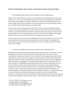 Electrolux Thailand Workers Union: Factsheet re