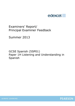 Examiner Feedback Summer 2013 - Edexcel