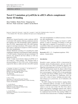 Novel C3 mutation p.Lys65Gln in aHUS affects complement factor H