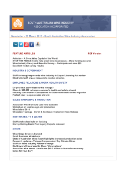 Newsletter - 29 March 2016 - South Australian Wine Industry