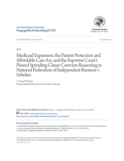 Medicaid Expansion, the Patient Protection and Affordable Care Act