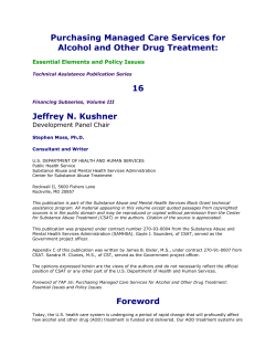 Purchasing Managed Care Services for Alcohol and Other Drug