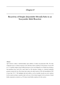 Chapter 8: Reactivity of Simple (In)soluble Silver(I)