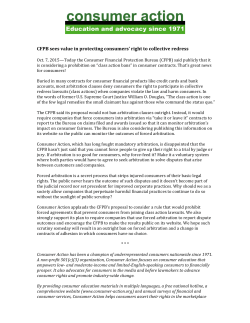 CFPB sees value in protecting consumers` right to collective redress
