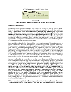 ACIM Edmonton - Sarah`s Reflections