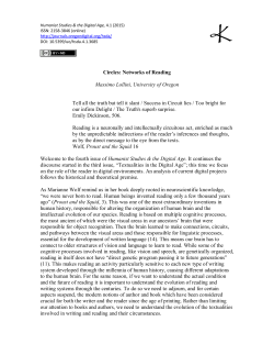 Circles: Networks of Reading Massimo Lollini, University of Oregon