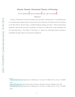 Kinetic Density Functional Theory of Freezing