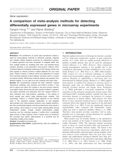 A comparison of meta-analysis methods for detecting differentially