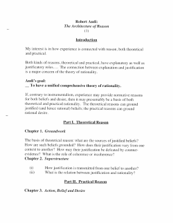 Robert Audi: The Architecture of Reason (1) Part I. Theoretical