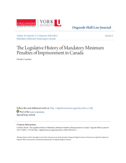 The Legislative History of Mandatory Minimum Penalties of