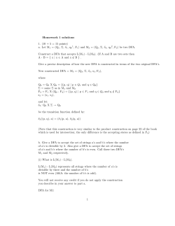 Homework 1 solutions 1. (10 + 5 = 15 points) a. Let M1 = (Q1, &Sigma;, &delta;1