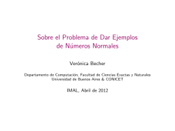 Sobre el Problema de Dar Ejemplos de N&uacute;meros Normales
