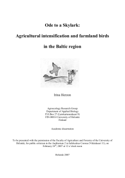 Ode to a Skylark: Agricultural intensification and farmland