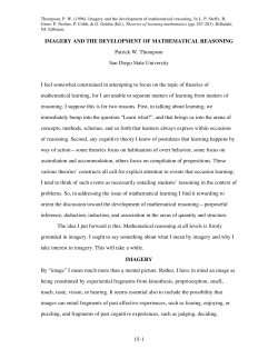IMAGERY AND THE DEVELOPMENT OF MATHEMATICAL
