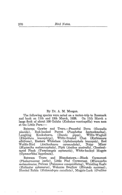 270 By Dr. AM Morgan. The following species were noted