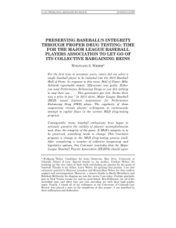 Preserving Baseball`s Integrity Through Proper Drug Testing