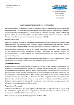 POLITICAL CROSSROADS: NOTES FOR CONTRIBUTORS Political