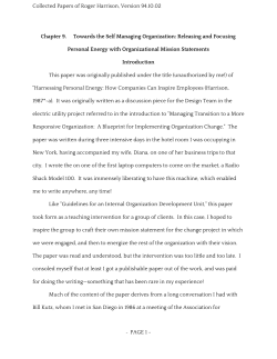 Chapter 9: Towards the Self Managing Organization