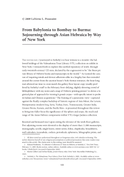 From Babylonia to Bombay to Burma: Sojourning through Asian