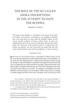 THE roLE oF THE So-CaLLED aŚoKa iNSCriPTioNS iN