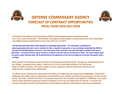 Forecast of DeCA Contracting Opportunities