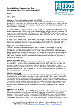 Roundtable on Responsible Soy: Can Monoculture Soy be