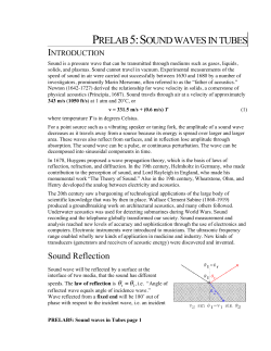 PRELAB 5:SOUND WAVES IN TUBES