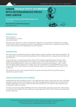 Urban Productivity Estimation Executive Summary