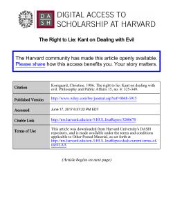 The Right to Lie: Kant on Dealing with Evil The