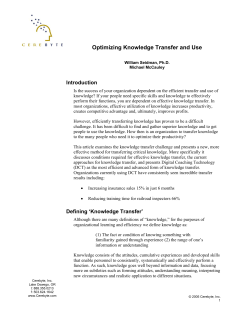 Optimizing Knowledge Transfer and Use