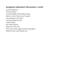 Songbook Addendum (November 2, 2016)