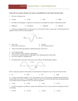Physics 20 Mechanical Waves &ndash; Practice Multiple Choice - ND