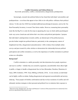 Conflict Orientation and Political Behavior Keywords: personality