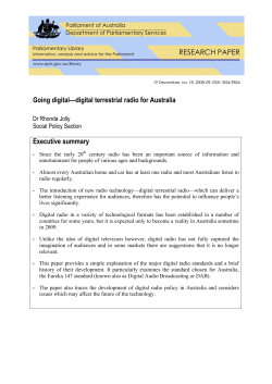 Going digital - digital terrestrial radio for Australia