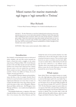 M&auml;ori names for marine mammals: ng&auml; ingoa o `ng&auml;